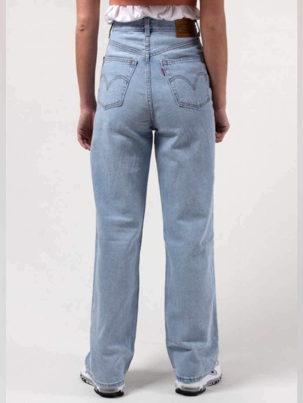 Levi's Size 25 High Loose Wide Leg Distressed Jeans Light Wash**small Stain